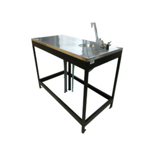 Mesa demostración 120 cm inoxidable llave y contactos