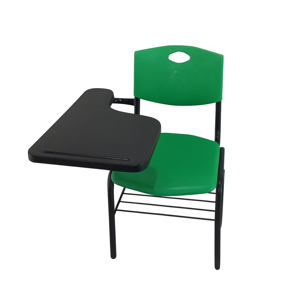 Silla modelo ERGO con paleta heptagonal y parrilla porta utiles.