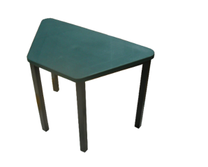 Mesa con cubierta trapezoidal de 70x40x32 cm.